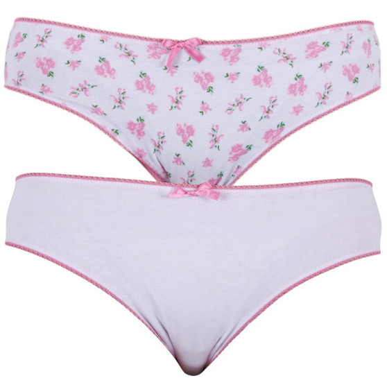 2PACK Braguitas de mujer  Blanco y rosa con flores Molvy