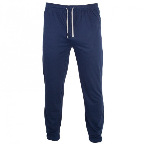 Pijama largo de hombre Molvy azul rayas grises