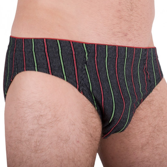 Slip de hombre Molvy negro con rayas de colores