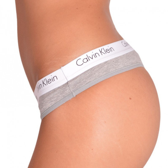 2PACK tanga de mujer Calvin Klein gris (QD3583E-020)