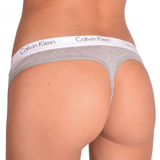 2PACK tanga de mujer Calvin Klein gris (QD3583E-020)