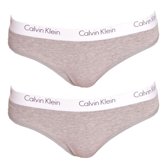 2PACK tanga de mujer Calvin Klein gris (QD3583E-020)