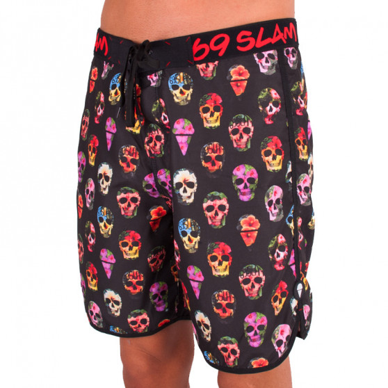 Bañador hombre 69SLAM Short Boardshort Medium hibiscus skull negro