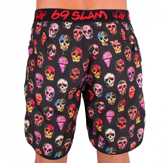 Bañador hombre 69SLAM Short Boardshort Medium hibiscus skull negro