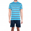 Pijama corto de hombre Molvy azul con rayas (KT-073)