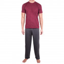 Pijama largo de hombre Molvy rayas grises y rojas (KT-019)