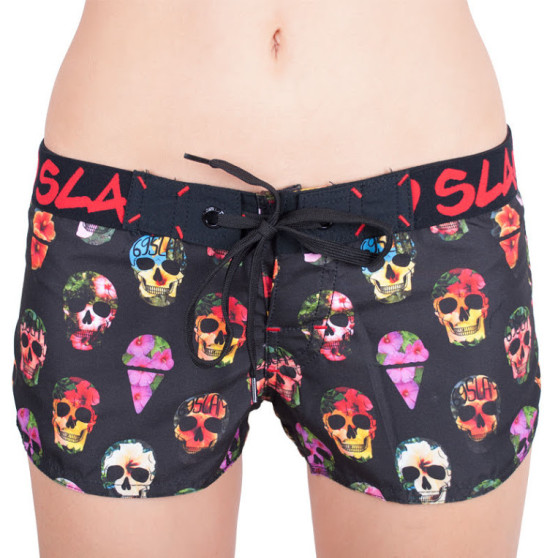 Bañador mujer 69SLAM short hibiscus skull negro