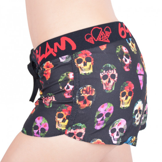 Bañador mujer 69SLAM short hibiscus skull negro