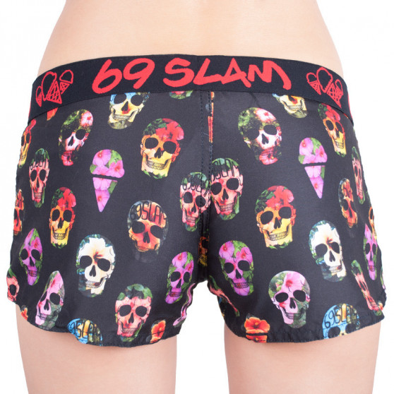 Bañador mujer 69SLAM short hibiscus skull negro