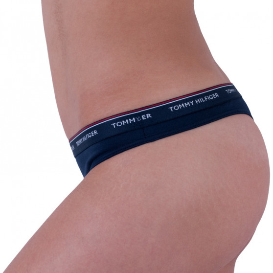 3PACK tanga de mujer Tommy Hilfiger azul oscuro (UW0UW00048 416)