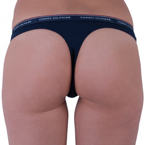 3PACK tanga de mujer Tommy Hilfiger azul oscuro (UW0UW00048 416)