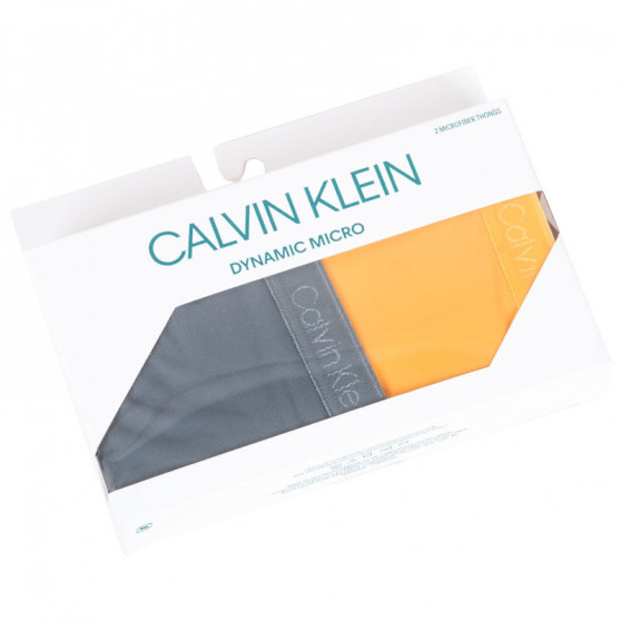 2PACK tanga de mujer Calvin Klein multicolor (QD3695E-TSR)