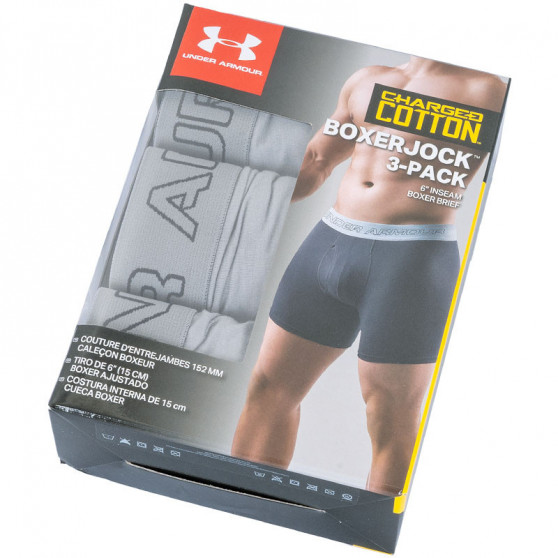 3PACK Boxers para hombre Under Armour gris (1277279 039)