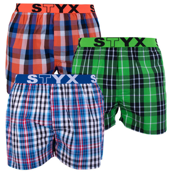 3PACK Calzones de hombre Styx deportivo elástico multicolor (B7100406)