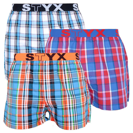 3PACK Calzones de hombre Styx deportivo elástico multicolor (B7343536)