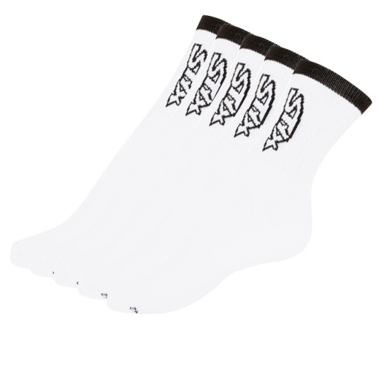 5PACK calcetines Styx alto blanco con letras negras (H26161616161)