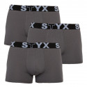 3PACK Boxers para hombre Styx goma deportiva sobredimensionado dark grey (R10636363)