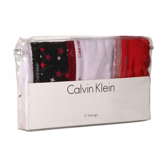 3PACK tanga de mujer Calvin Klein multicolor (QD3802E-W4Z)