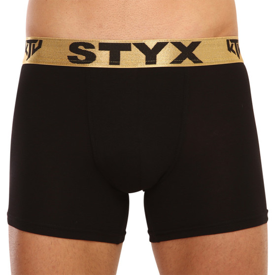 Boxers para hombre Styx / KTV deporte largo elástico negro - elástico dorado (UTZ960)