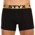 Boxers para hombre Styx / KTV deporte largo elástico negro - elástico dorado (UTZ960)