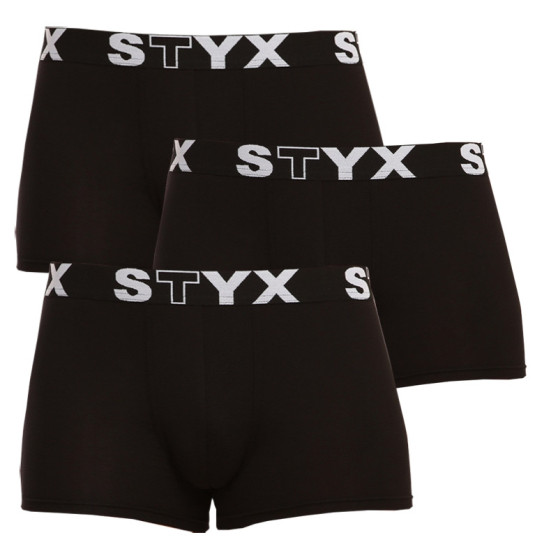 3PACK Boxers para hombre Styx goma deportiva negro (G9606060)