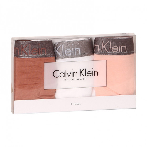 3PACK tanga de mujer Calvin Klein multicolor (QD3560E-1CZ)