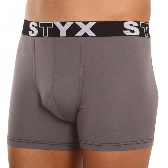 Boxers para hombre Styx deporte largo elástico gris oscuro (U1063)