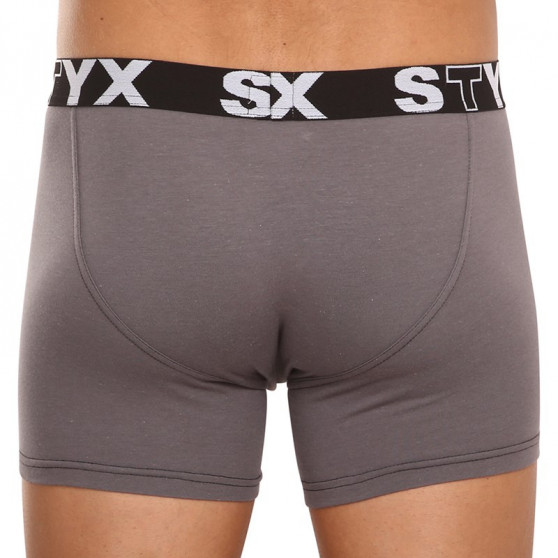 Boxers para hombre Styx deporte largo elástico gris oscuro (U1063)