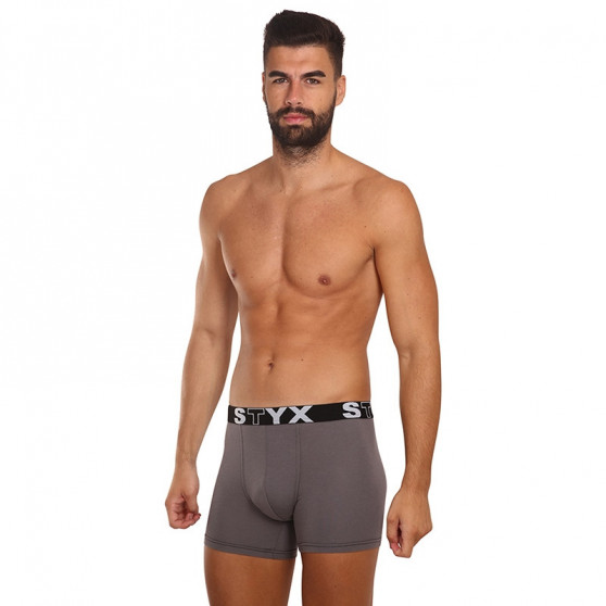 Boxers para hombre Styx deporte largo elástico gris oscuro (U1063)