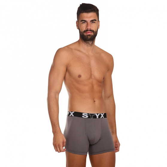 Boxers para hombre Styx deporte largo elástico gris oscuro (U1063)