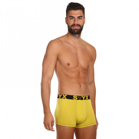 Boxers para hombre Styx goma clásica verde y amarilla (G1065)