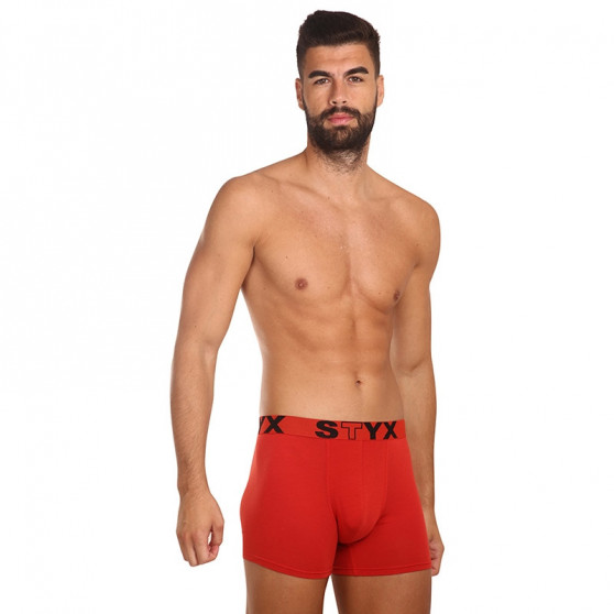 Boxers para hombre Styx deporte largo elástico rojo (U1064)