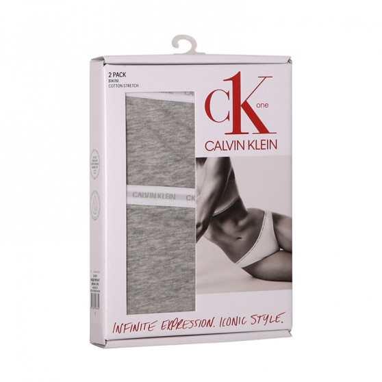 2PACK bragas de mujer CK ONE gris (QD3789E-8HT)