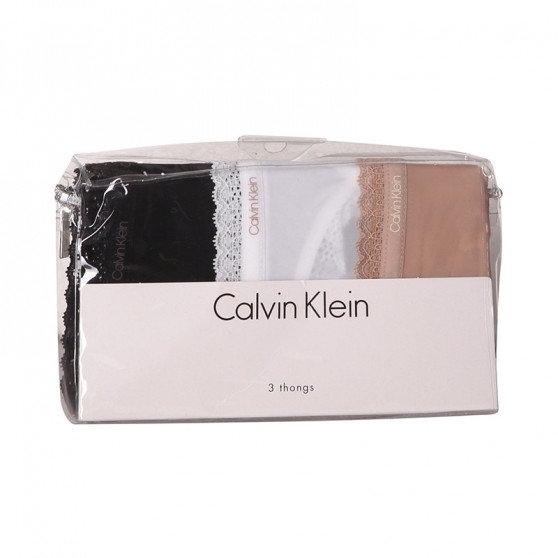 3PACK tanga de mujer Calvin Klein multicolor (QD3802E-FIY)