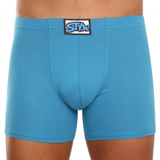 3PACK Boxers para hombre Styx largo clásico elástico azul (F9676869)