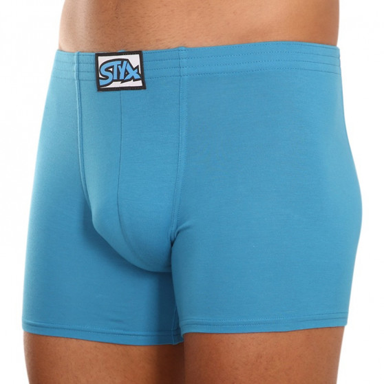 3PACK Boxers para hombre Styx largo clásico elástico azul (F9676869)