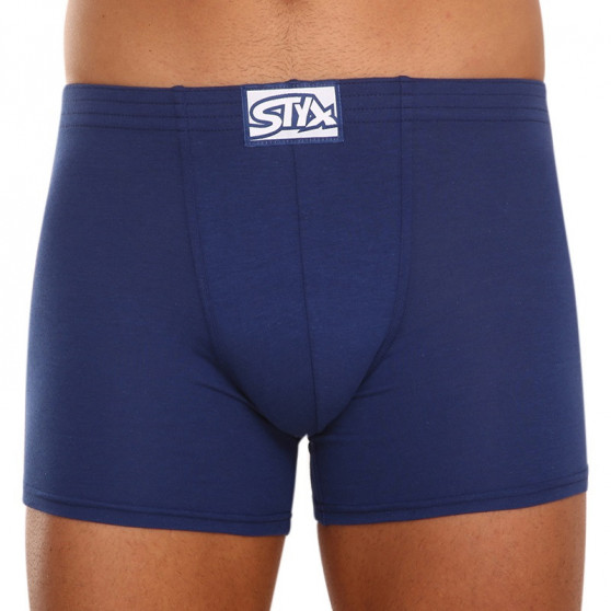 3PACK Boxers para hombre Styx largo clásico elástico azul (F9676869)