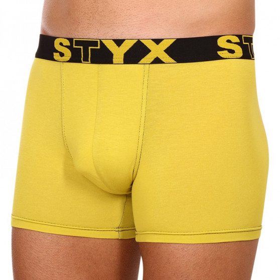 Boxers para hombre Styx largo deportivo elástico verde y amarillo (U1065)