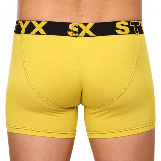 Boxers para hombre Styx largo deportivo elástico verde y amarillo (U1065)