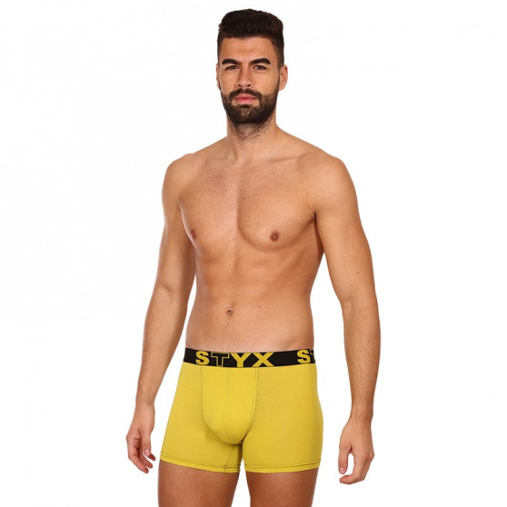 Boxers para hombre Styx largo deportivo elástico verde y amarillo (U1065)