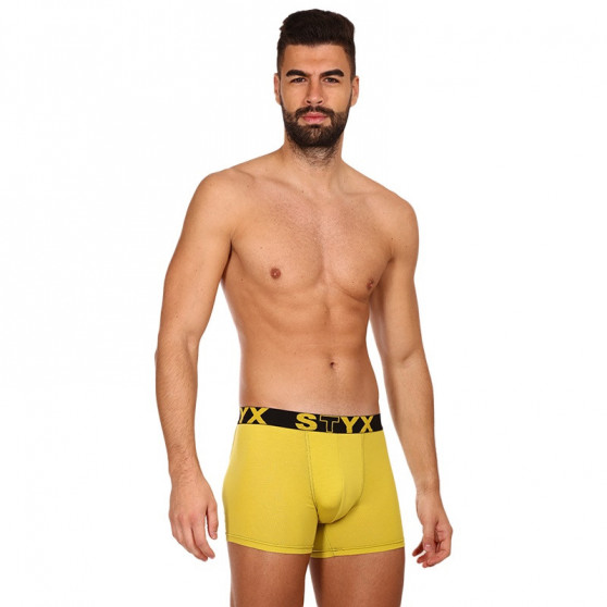 Boxers para hombre Styx largo deportivo elástico verde y amarillo (U1065)