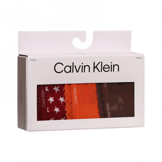 3PACK tanga de mujer Calvin Klein multicolor (QD3802E-65K)