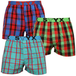 3PACK Calzones de hombre Styx deportivo elástico multicolor (B9373839)