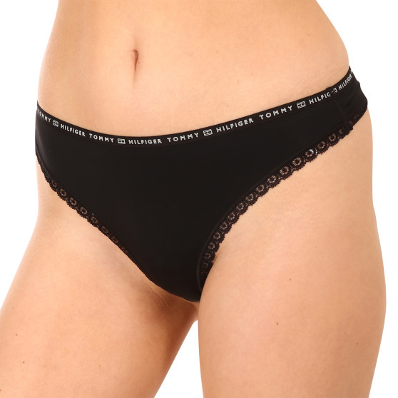 3PACK tanga de mujer Tommy Hilfiger negro (UW0UW02824 0R7)