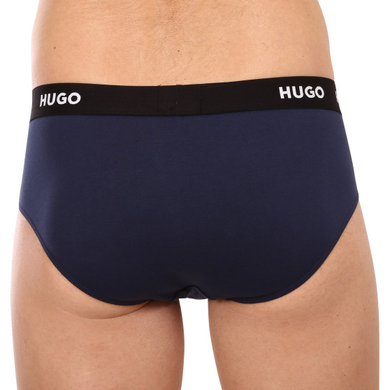 3PACK calzoncillos para hombre HUGO azul oscuro (50469763 410)