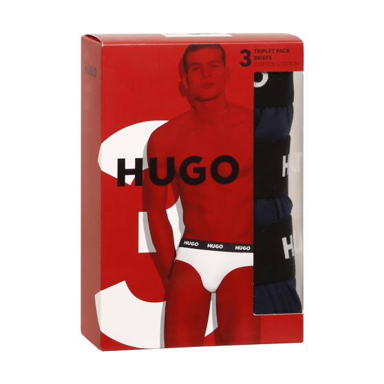 3PACK calzoncillos para hombre HUGO azul oscuro (50469763 410)