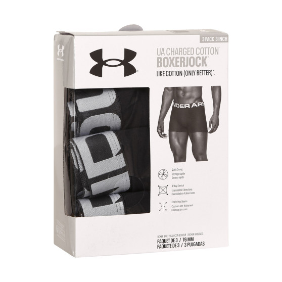 3PACK Boxers para hombre Under Armour negro (1363616 001)