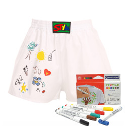 Pantalón corto niño Styx classic goma blanco + textil marcadores (JF1061)