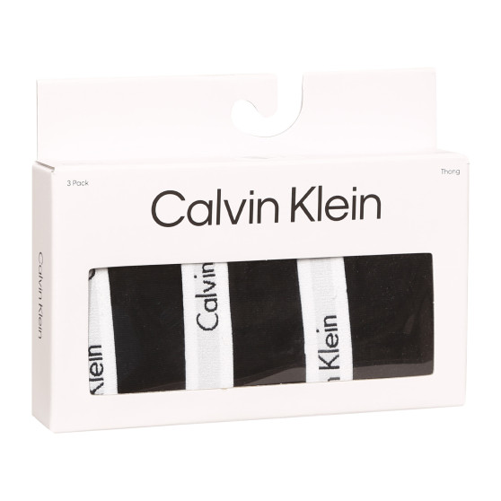 3PACK tanga de mujer Calvin Klein negro (QD3587E-001)