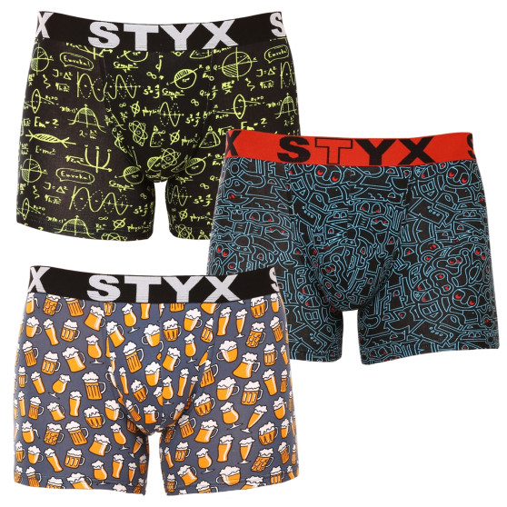 3PACK Boxers boxer hombre Styx largo arte deportes elástico multicolor (3U12672)